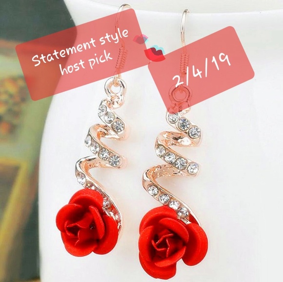 Jewelry - Red rose drop earrings